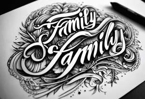 Text "family". Letterman formed by roots tattoo idea