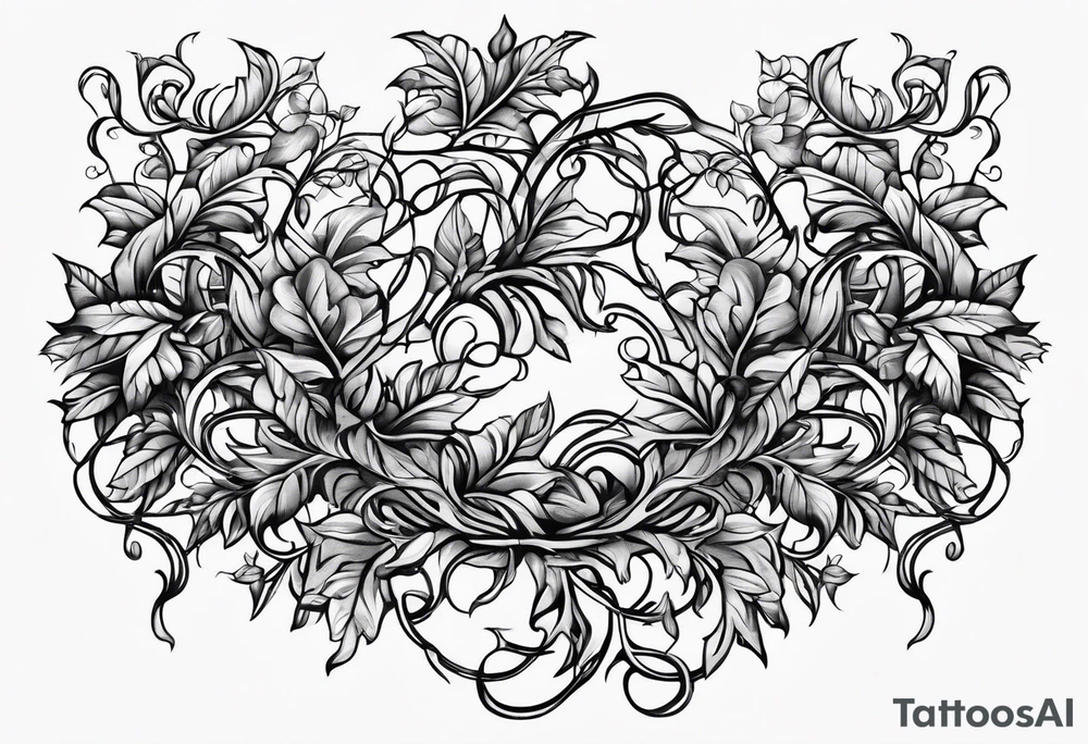 Leafy vines with chain tattoo idea