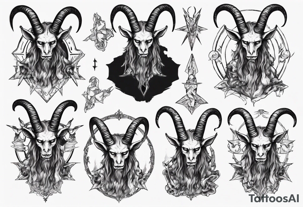 human like Baphomet Sitting tattoo idea