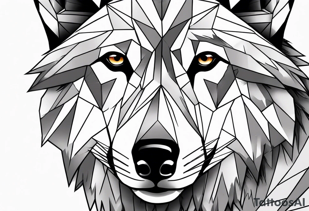 Male young Wolf face tattoo idea