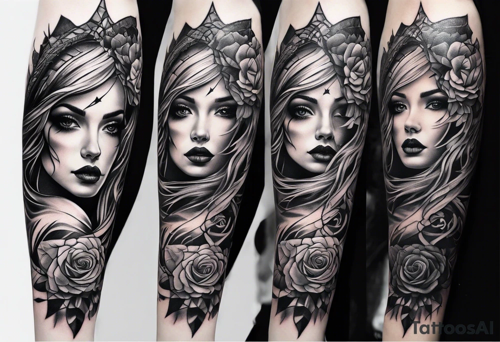 Gothic female style forearm tattoo idea