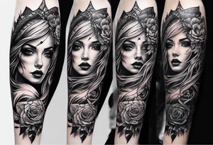 Gothic female style forearm tattoo idea