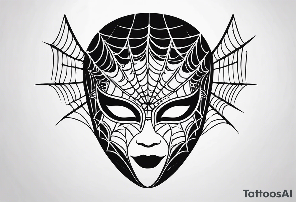 masquerade mask with spider webs tattoo idea