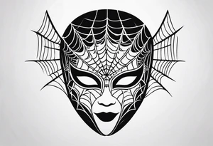 masquerade mask with spider webs tattoo idea