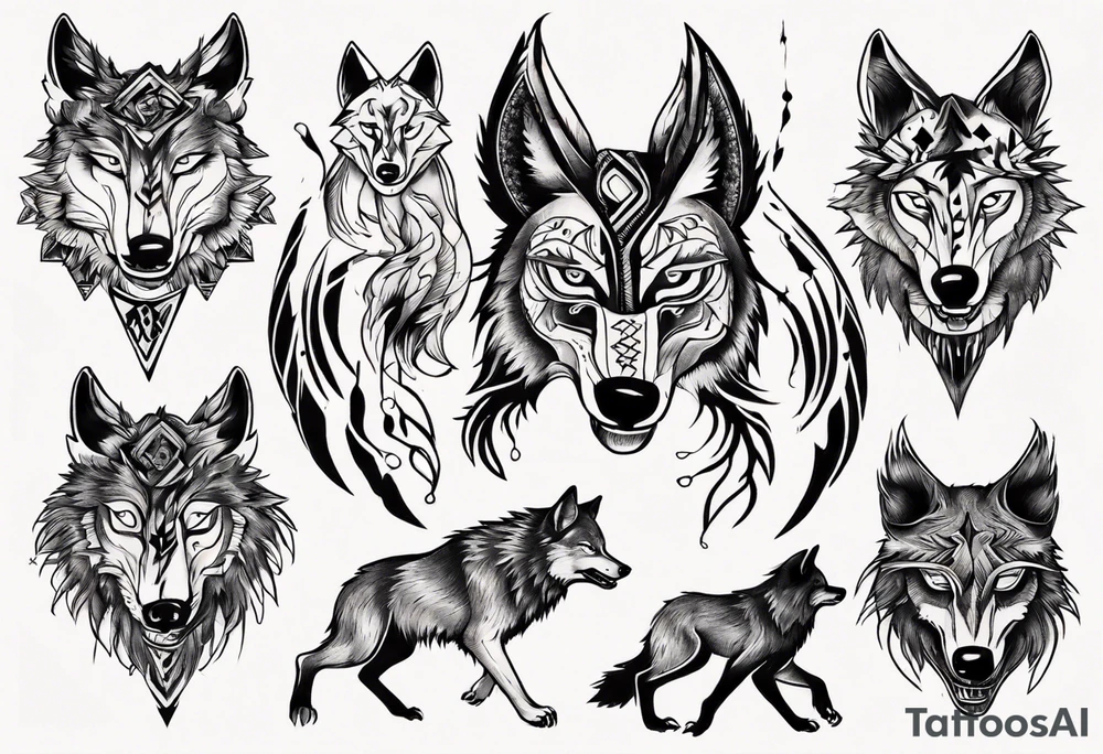 wolf dancing tattoo idea