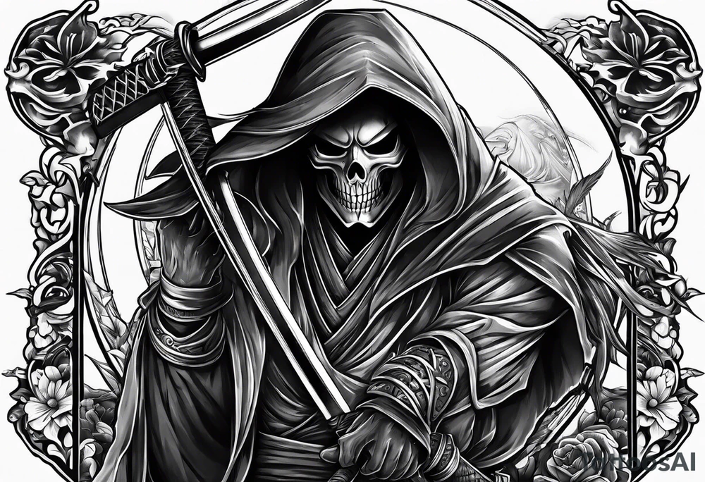 Katana and grim reaper tattoo idea