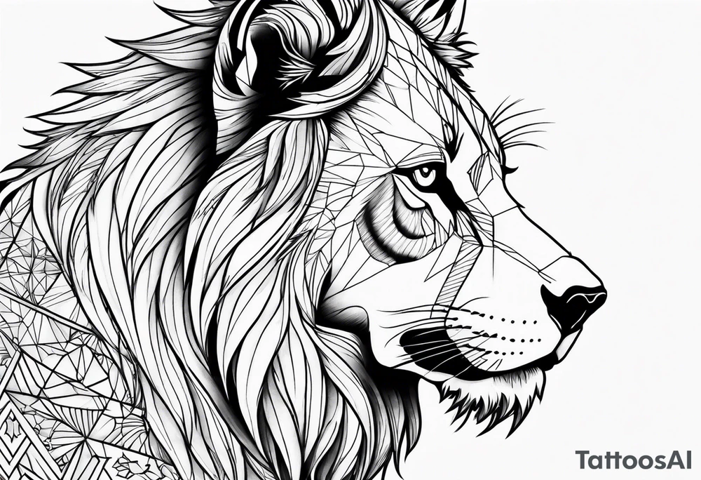 half lion half wolf head tattoo idea