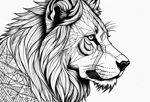 half lion half wolf head tattoo idea