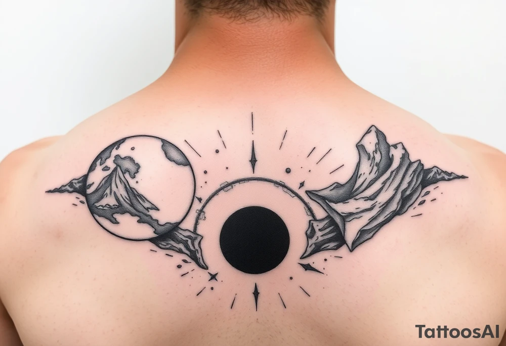 2 different worlds on both sides of a black hole tattoo idea