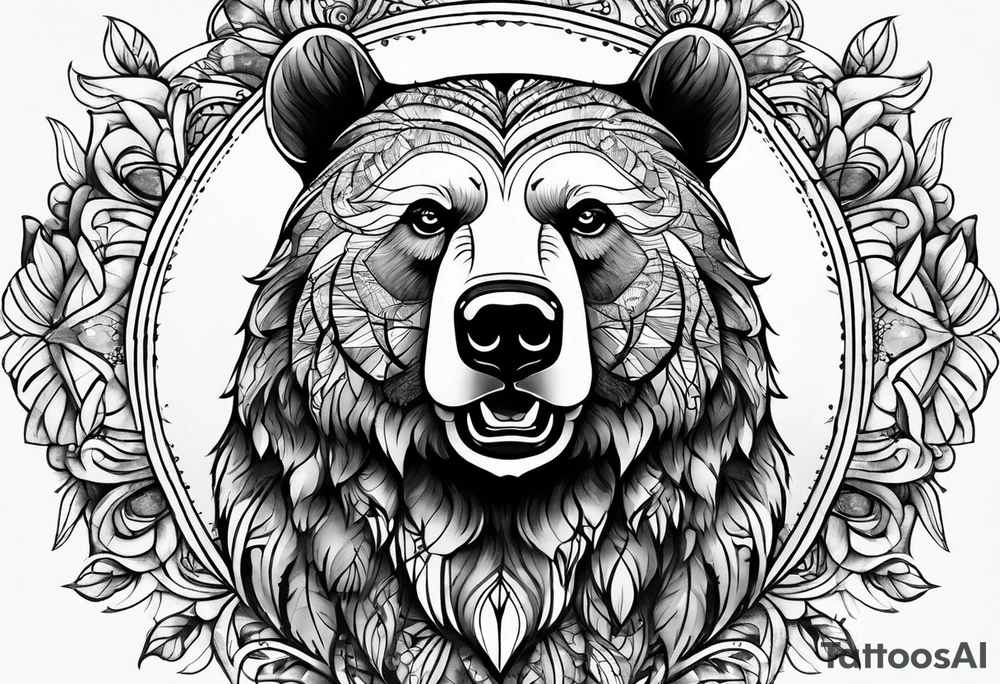 Bear face tattoo idea