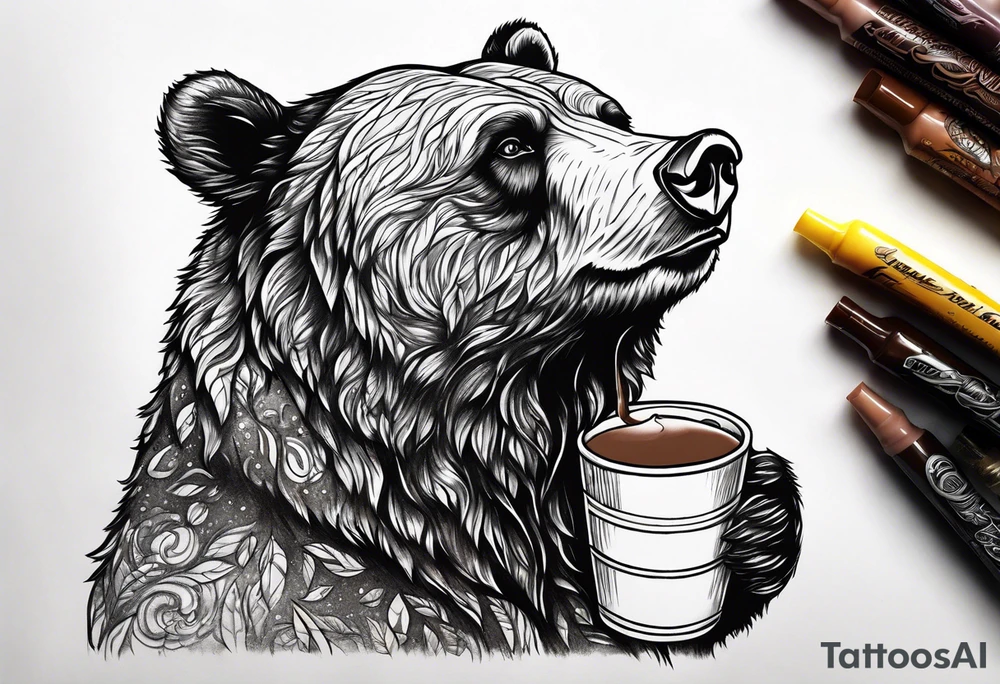 A bear drinking chocolate milk tattoo idea