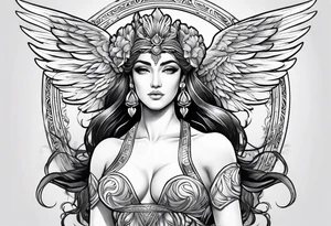 Greek goddess iris with wings coming from her back tattoo idea