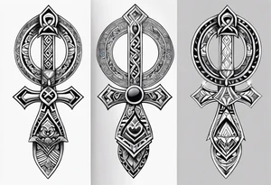 ankh mixed maori for whole arm tattoo idea