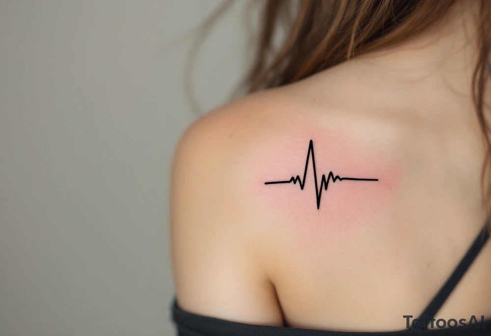A simple black EKG line with a small white cross at the end, symbolizing strength through faith tattoo idea