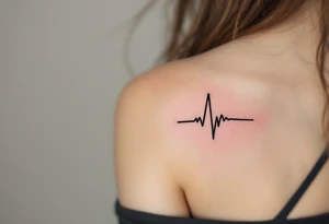 A simple black EKG line with a small white cross at the end, symbolizing strength through faith tattoo idea