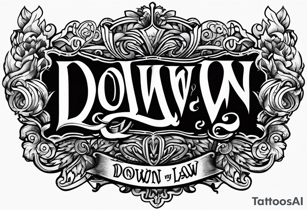 Old English font saying down by Law tattoo idea