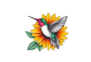 Hummingbird near a sunflower tattoo idea