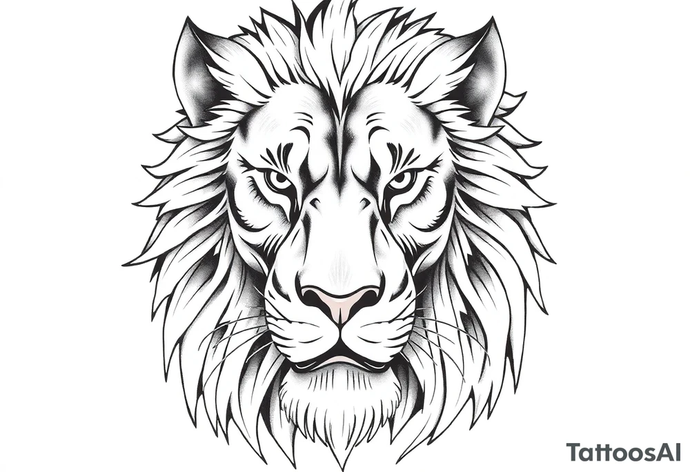 powerful majestic lion, close-up tattoo idea