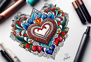 Embroidery heart tattoo idea