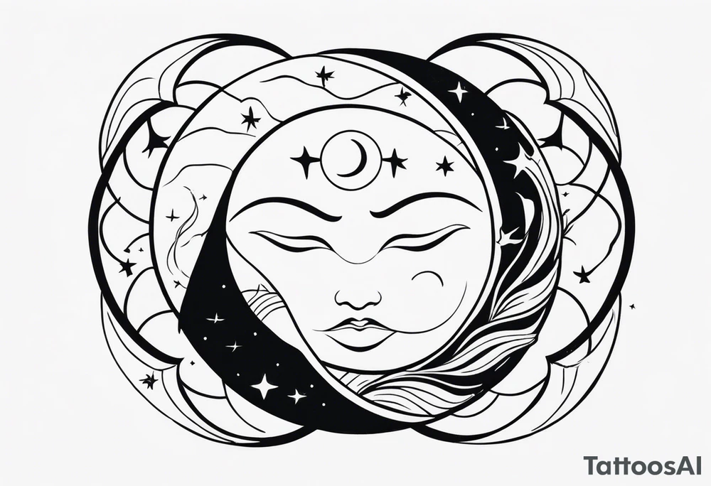 Sun and moon intertwined. tattoo idea