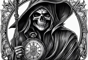 Grim reaper with a pocket watch tattoo idea