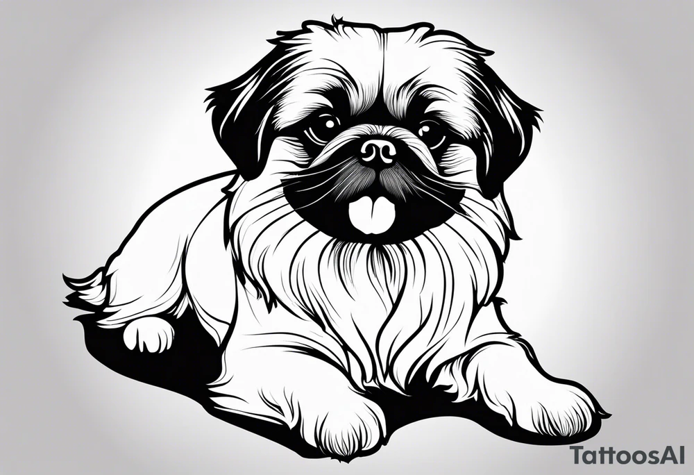 A mixed breed Pekingese and Shih-Tzu dog. Just the contours of the outline of his face. He has big eyes and cute crooked teeth. tattoo idea