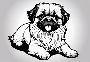 A mixed breed Pekingese and Shih-Tzu dog. Just the contours of the outline of his face. He has big eyes and cute crooked teeth. tattoo idea