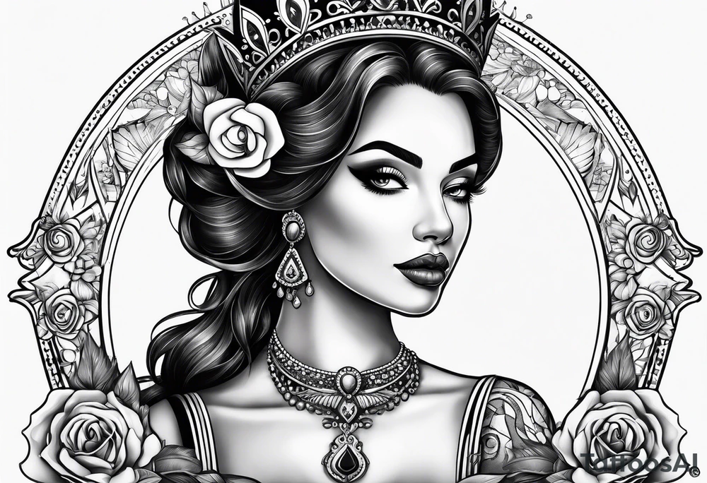 Queen of Spades, Latina, in frame tattoo idea