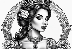 Queen of Spades, Latina, in frame tattoo idea