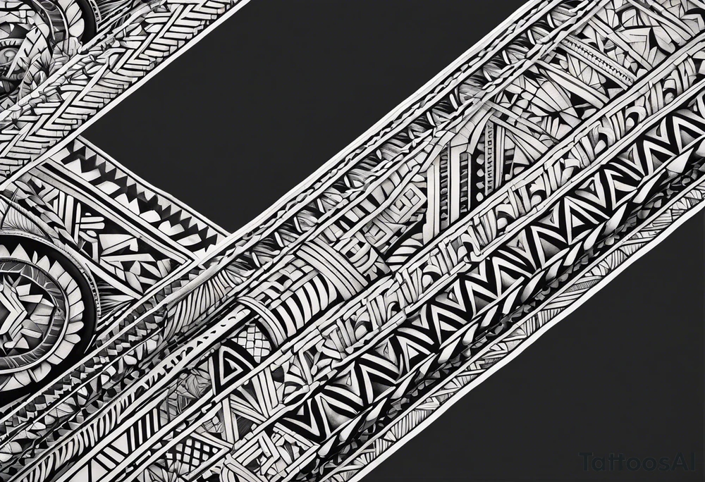 Geometric arm sleeve polynesian tattoo idea