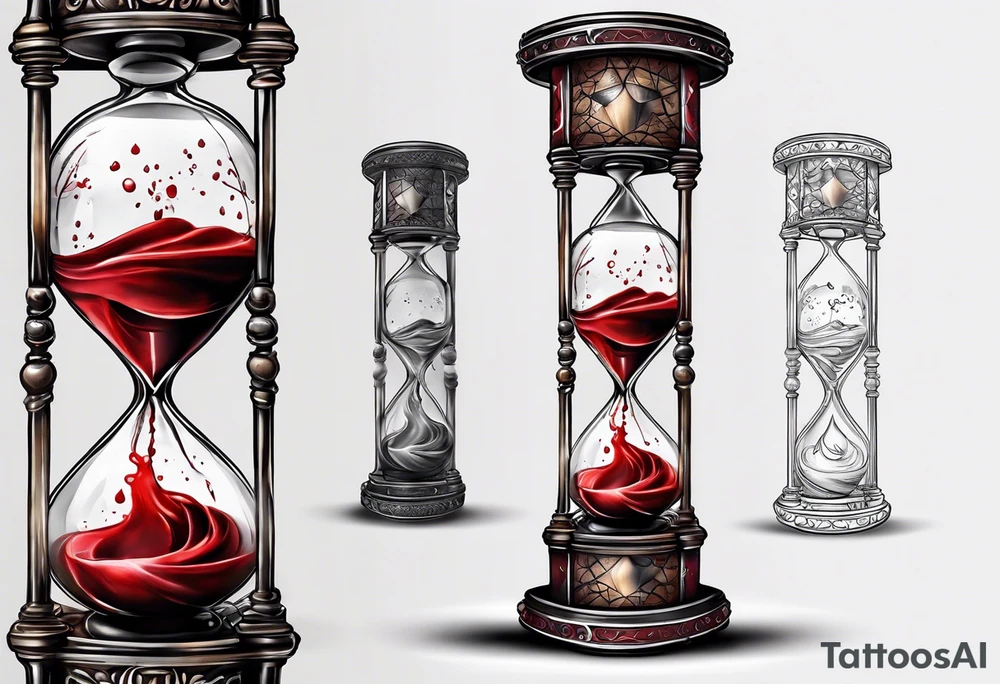 a sand timer with pain, tears, blood and light tattoo idea