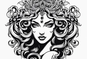 Medusa lady head neo traditional tattoo idea