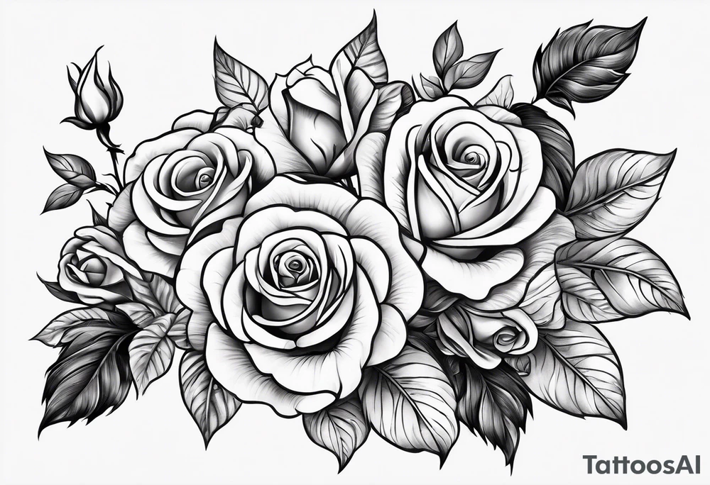draw image of sleeve tattoo that has 65 small roses on a vine, they can be different sizes, tattoo idea