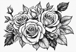 draw image of sleeve tattoo that has 65 small roses on a vine, they can be different sizes, tattoo idea