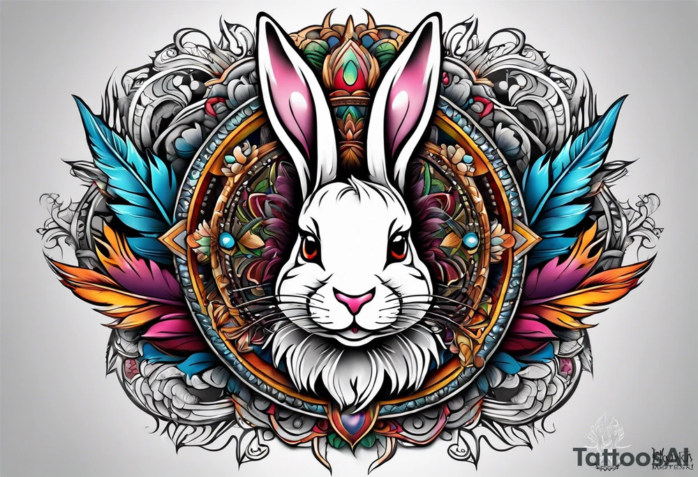 wonderland  dead 
rabbit mandalas feather tattoo idea