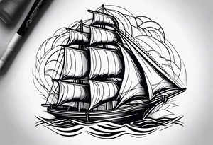 Torn sail on small sailboat tattoo idea