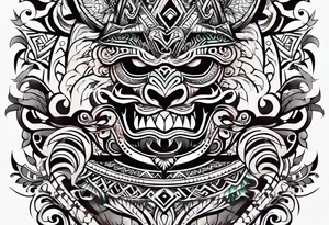 we create a brutal tattoo for the whole arm in the style of Polynesia tattoo idea