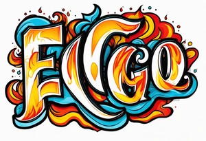The word “fuego” in cursive with flames around it. tattoo idea