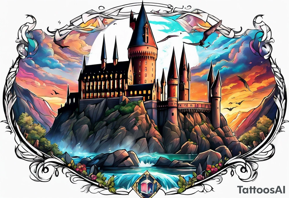 HARRY POTTER WORLD BASED SLEEVE tattoo idea