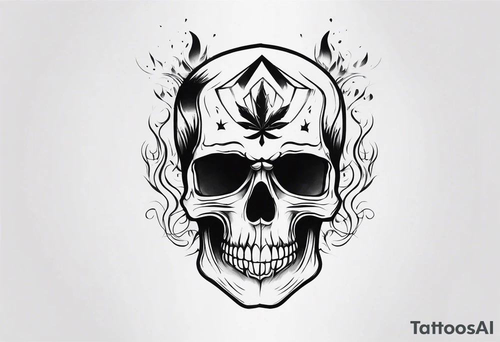 skull with smoke on top tattoo idea