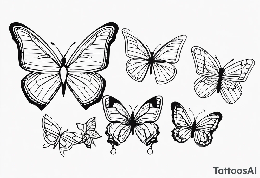 3 fine line butterflies tattoo idea