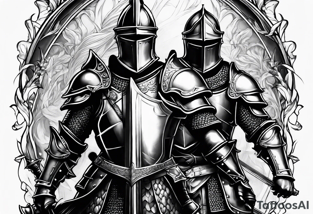 two sexy male knights in heavy armor tattoo idea
