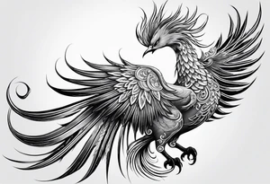 asian elegant phoenix
with a long neck, with no wings, graceful tattoo idea