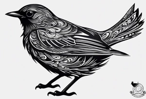 A black only blackbird with no extraneous details. Use the Beatles song blackbird as inspiration. tattoo idea