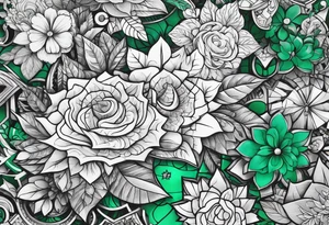 Emerald color Puzzle pieces tattoo idea