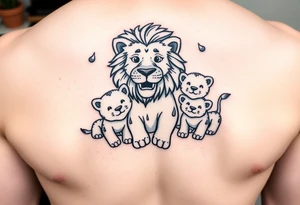 Male lion with 5 cubs tattoo idea