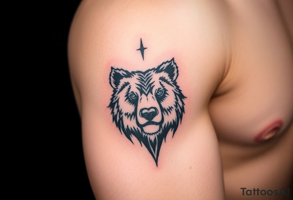 Bears paw with bear face in the middle tattoo idea