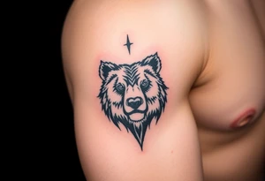 Bears paw with bear face in the middle tattoo idea