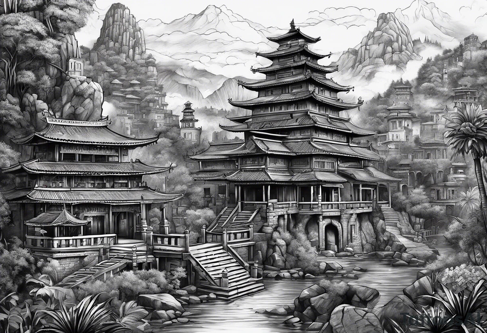 Lost city with new life tattoo idea