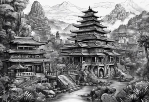 Lost city with new life tattoo idea